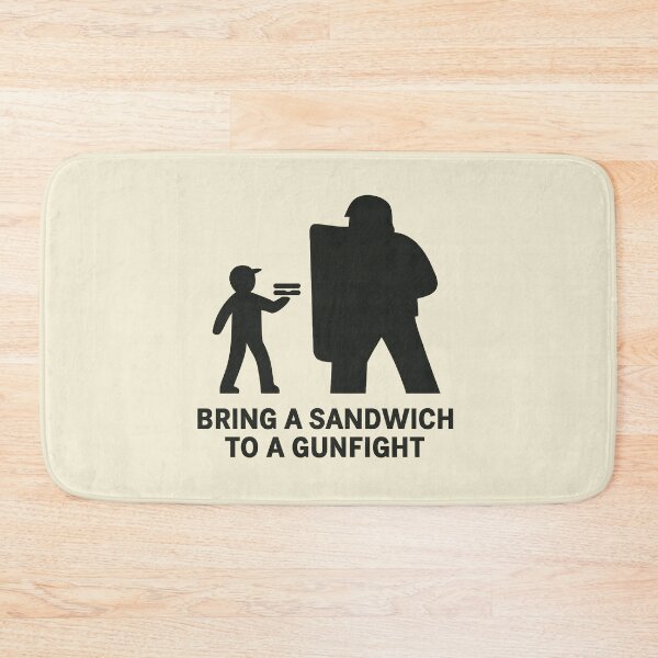 Item preview, Bring a Sandwich to a Gunfight – Minimalist Meme Poster designed and sold by Bratak.