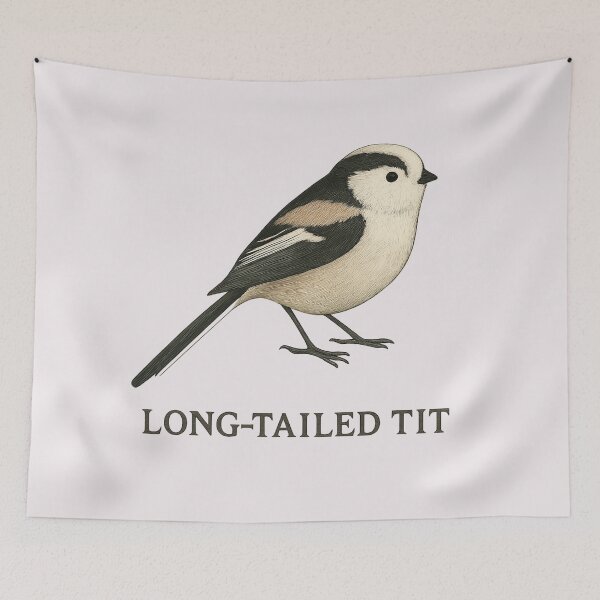 Item preview, Long‑Tailed Tit – Vintage Field Guide Style Bird Illustration for Nature Lovers & Forest School designed and sold by The Digital Compass.
