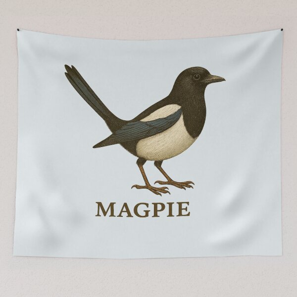 Item preview, Magpie – Vintage Field Guide Style Bird Illustration for Nature Lovers & Forest School designed and sold by The Digital Compass.