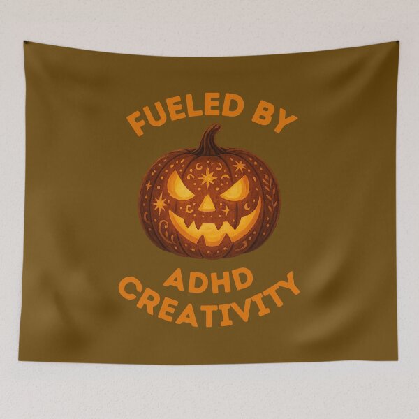 Item preview, Fueled by ADHD Creativity – Artistic Halloween Pumpkin Design designed and sold by Meandmyshop.