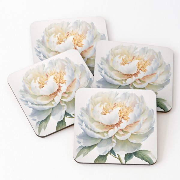 Item preview,  White Peony  Elegant  Romantic  Pastel Colors,   Flowers Peony Watercolor designed and sold by KolorellaS.