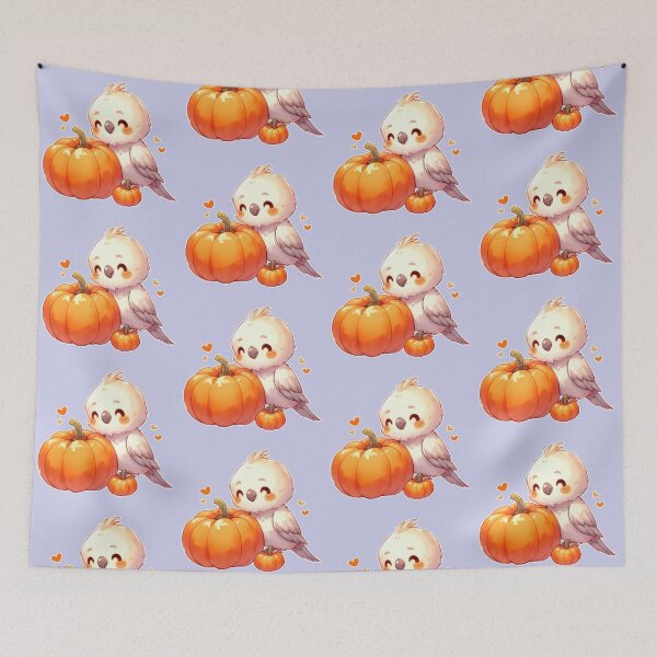 Item preview, Autumn Pumpkin Parrot – Cute Tropical Fall Bird Illustration designed and sold by Sugar Wisdom .
