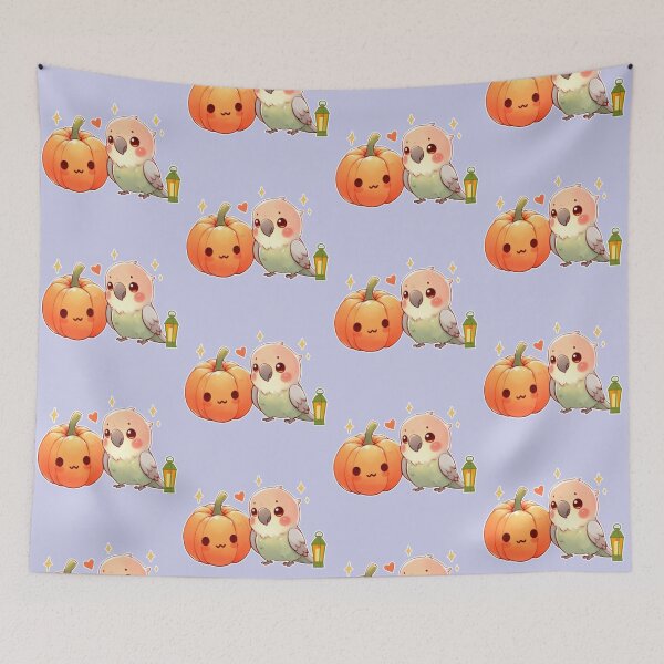 Item preview, Autumn Pumpkin Parrot – Cute Tropical Fall Bird Illustration designed and sold by Sugar Wisdom .