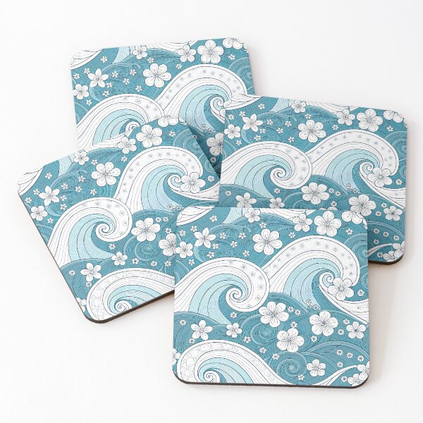 Item preview, Flowing Ocean Waves with Blossoms designed and sold by Zatch-Bell.