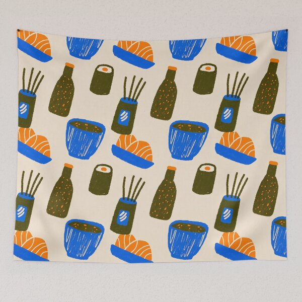 Item preview, Japanese Cuisine – Sushi & Drinks Pattern pattern designed and sold by kacperartdesign.
