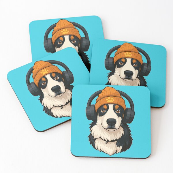 Item preview, Cool Australian Shepherd with Beanie & Headphones designed and sold by OverNickles194.
