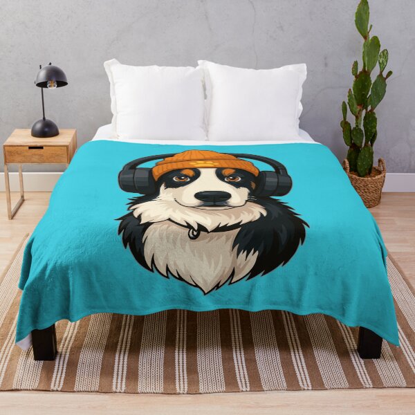 Item preview, Cool Australian Shepherd with Beanie & Headphones designed and sold by OverNickles194.