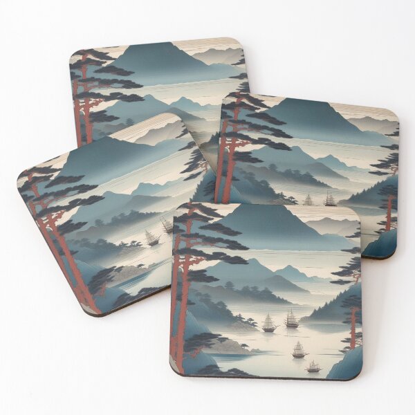 Item preview, Distant Mountains and Sea – Edo Period Woodblock Art designed and sold by Vandy Fullam.