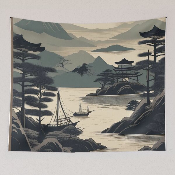 Artikelvorschau, Ukiyo-e Horizon – Traditionelle japanische Reiseszene entworfen und verkauft von Vandy Fullam.