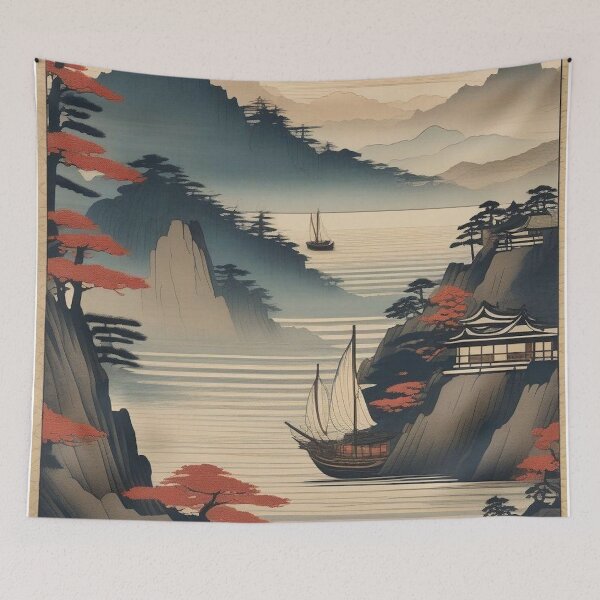 Item preview, Mystical Faraway Land – Retro Japanese Woodblock Design designed and sold by Vandy Fullam.