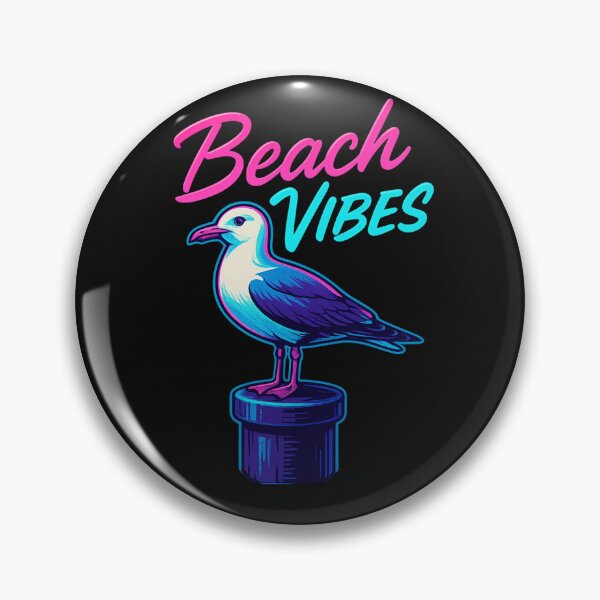 Item preview, Beach Vibes – Retro Seagull on Bollard | Neon North Sea Design designed and sold by Fies-und-Fein.
