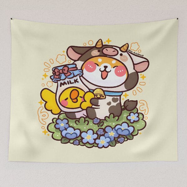 Item preview, Cute Shiba with Cow Onesie designed and sold by NasDoodleArt.