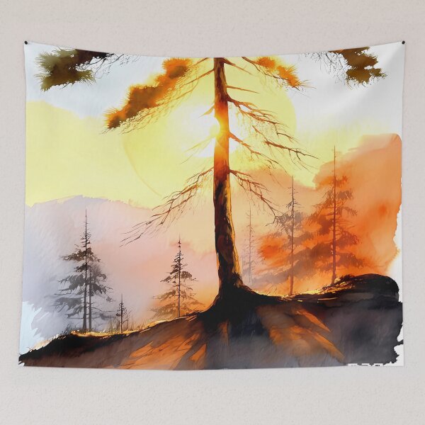 Item preview, Bright Sunrise Behind Pine designed and sold by CalmnessbyChoice.