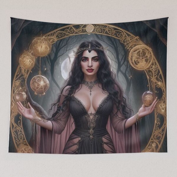 Item preview, Gothic Zodiac Queen Wall Art – Dark Witchcore Fantasy designed and sold by MissSaylor.