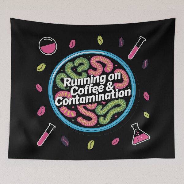 Item preview, Running on coffee and contaminations, funny science microbiology designed and sold by NoetherSym.
