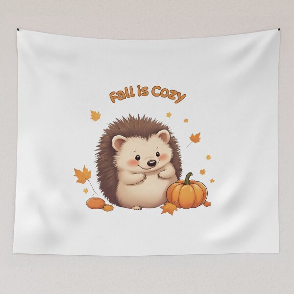 Item preview, Cute Hedgehog with Pumpkin Cozy Fall Illustration designed and sold by Pixel--Threads.