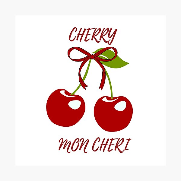 Item preview, Cute Cherry Mon Cheri with Bow Graphic designed and sold by MiraDesignCo.