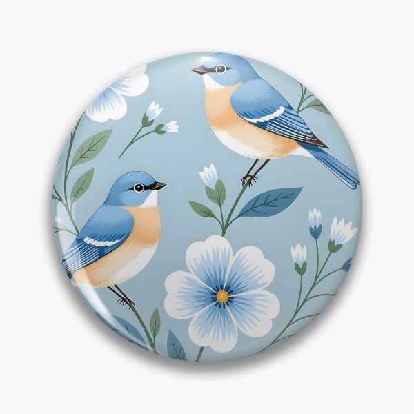 Item preview, Chirping periwinkle blue birds designed and sold by Ponted.