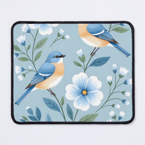 Item preview, Chirping periwinkle blue birds designed and sold by Ponted.