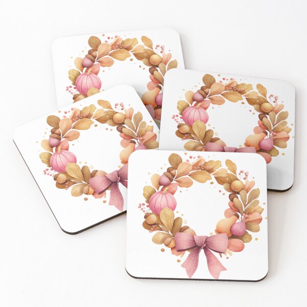 Item preview, Autumn Harvest Wreath — Pumpkins, Acorns & Pink Bow designed and sold by VikArt7.