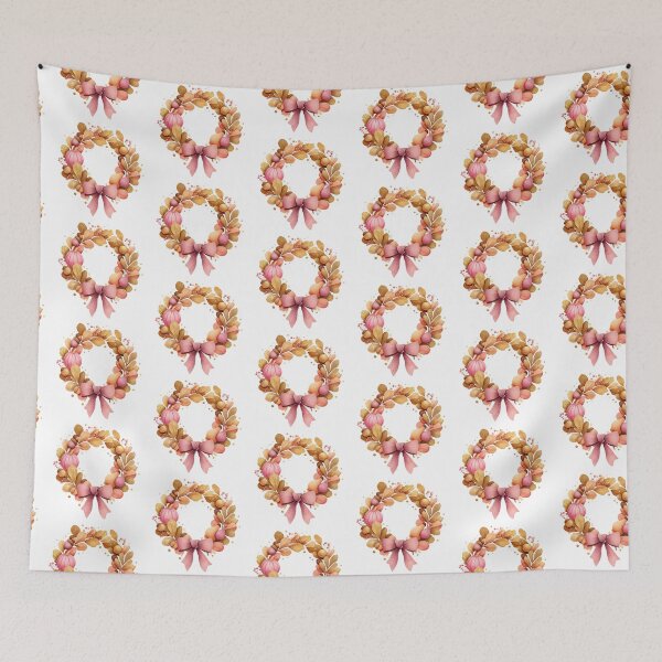 Item preview, Autumn Harvest Wreath — Pumpkins, Acorns & Pink Bow designed and sold by VikArt7.