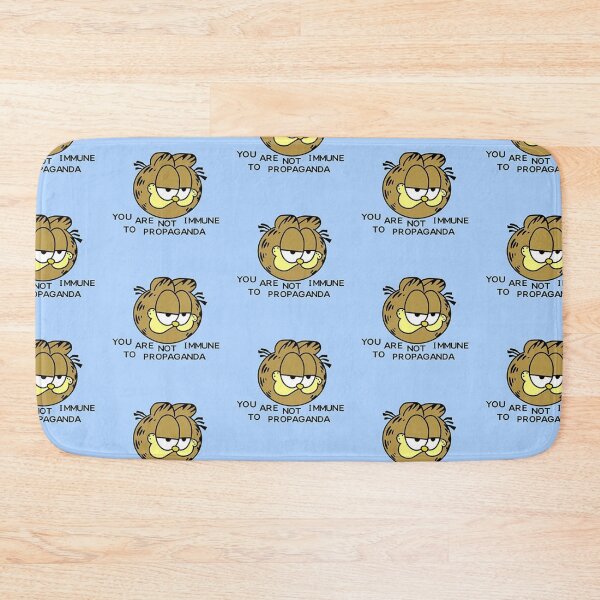 Item preview, YOU ARE NOT IMMUNE TO PROPAGANDA CAT STICKER BLUE BACKGROUND designed and sold by CryingCuzBroke.