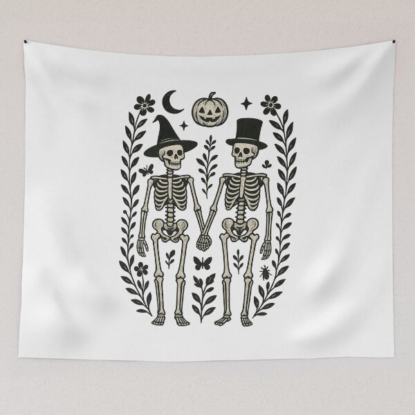 Item preview, Skeleton Couple Halloween Illustration designed and sold by Piralez.