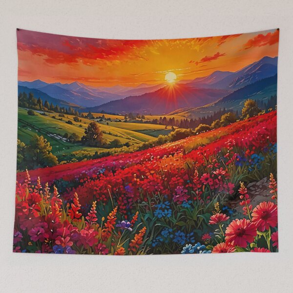 Item preview, Alpine sea of flowers at sunset designed and sold by PixelParadies.