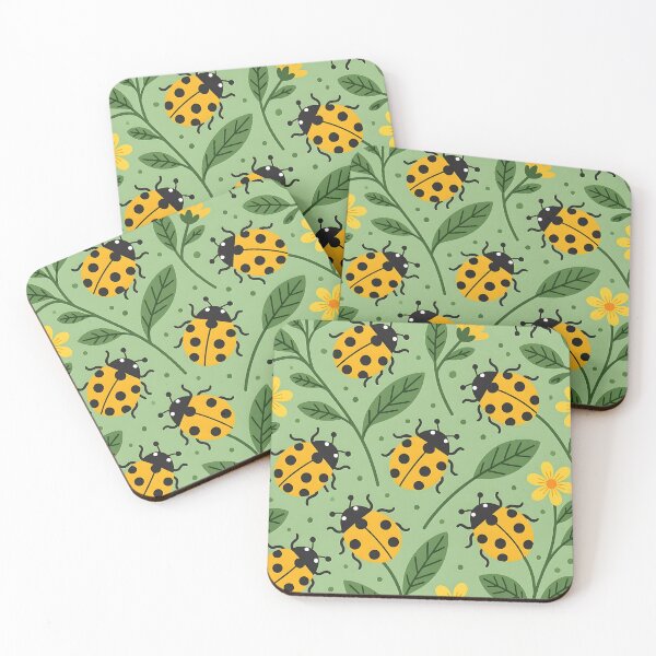 Item preview, Cute yellow ladybugs on herbaceous leafs designed and sold by Ponted.