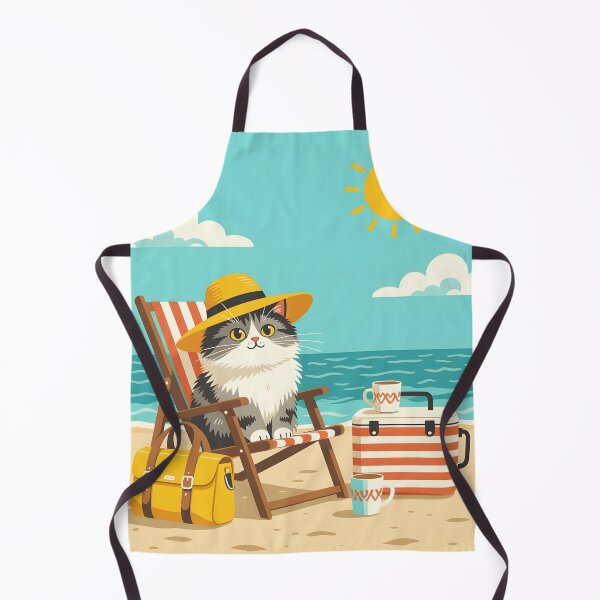 Item preview, A fluffy cat sits on the beach designed and sold by Ponted.