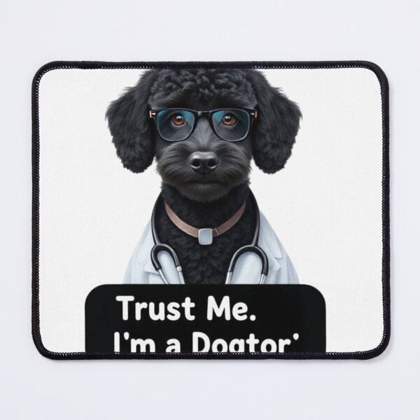 Item preview, Trust Me, I’m a Dogtor – Funny Cute Dog in Doctor Outfit, Black Poodle designed and sold by Bohospiritart.