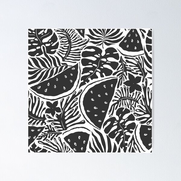 Item preview, Abstract tropical plants and watermelons pattern designed and sold by DarianaArt.