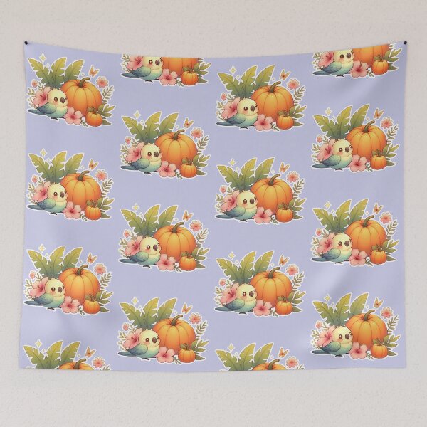 Item preview, Autumn Pumpkin Parrot – Cute Tropical Fall Bird Illustration designed and sold by Sugar Wisdom .
