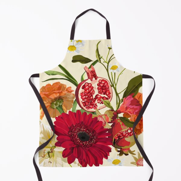 Item preview, Garden beige red flowers. Pomegranate fruit with magical lily, dahlia flowers. designed and sold by MatyKotiv.