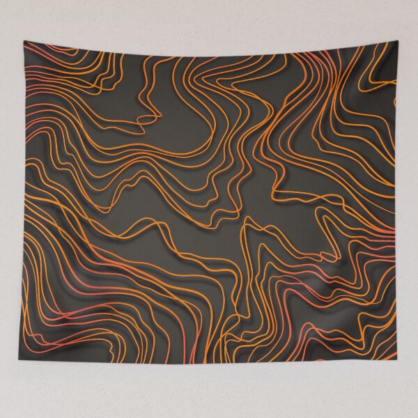 Item preview, Orange Topographic Line Art designed and sold by karsne.