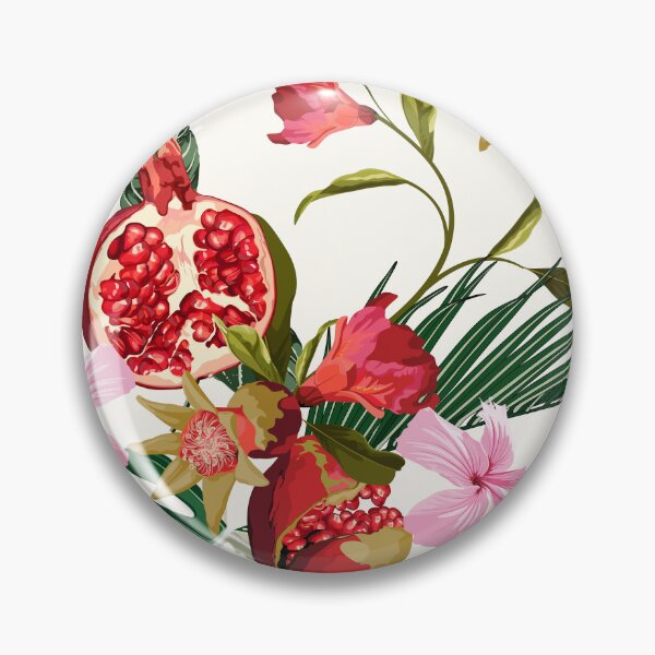 Item preview,  Tropical hibiscus flowers. Pomegranate fruit with palm leaves.  designed and sold by MatyKotiv.