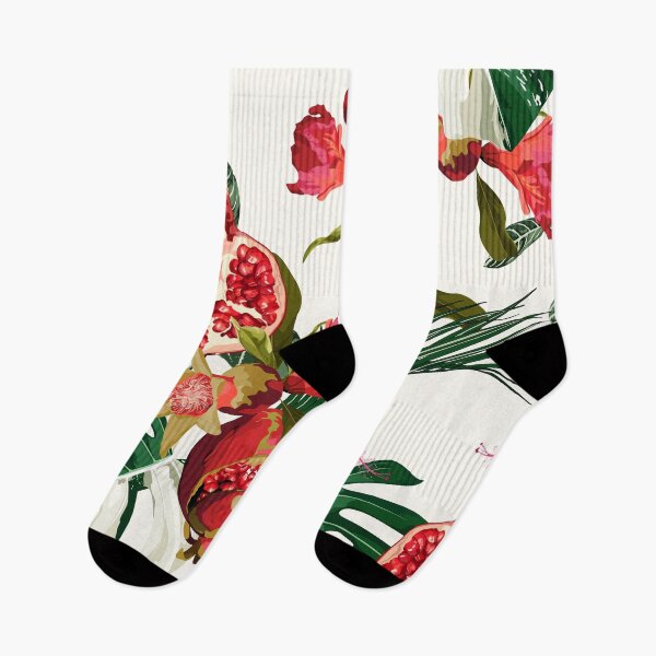 Item preview,  Tropical hibiscus flowers. Pomegranate fruit with palm leaves.  designed and sold by MatyKotiv.