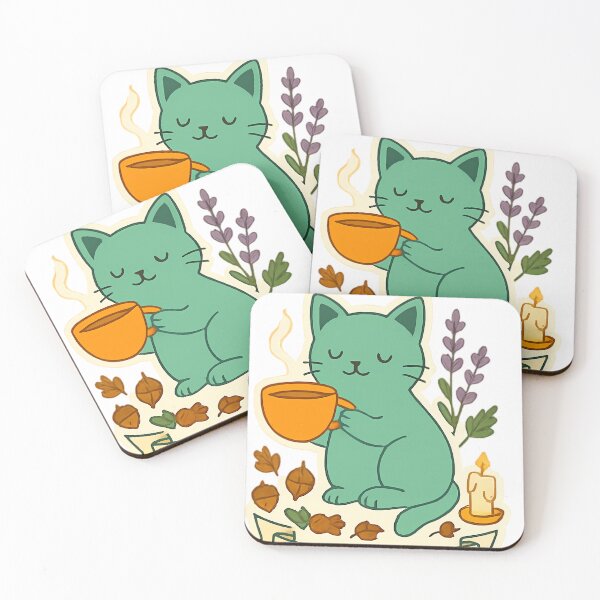 Item preview, Green Cat with Tea, Candles, and Herbs – “Readtherpaw” designed and sold by Chytanka.