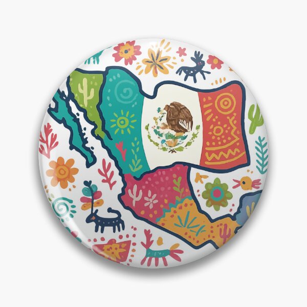 Item preview, mexican flag in colorful folk art style designed and sold by Uglyandcute.