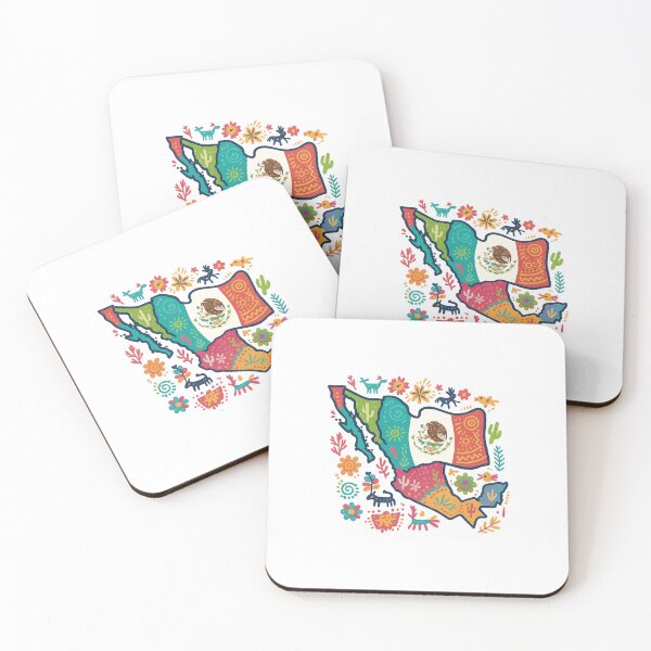 Item preview, mexican flag in colorful folk art style designed and sold by Uglyandcute.