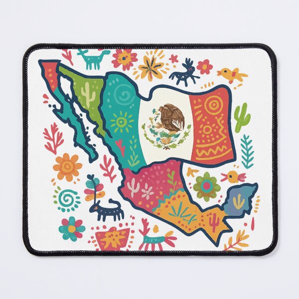 Item preview, mexican flag in colorful folk art style designed and sold by Uglyandcute.