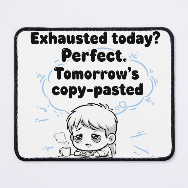 Item preview,  Exhausted Today? Tomorrow's Copy-Pasted (Black & White Version) designed and sold by meesub.