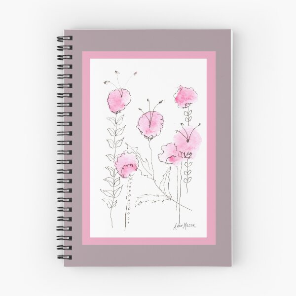 Item preview, Minimalistic Flowers in Pink - watercolor and pen designed and sold by Annie Mason Art.