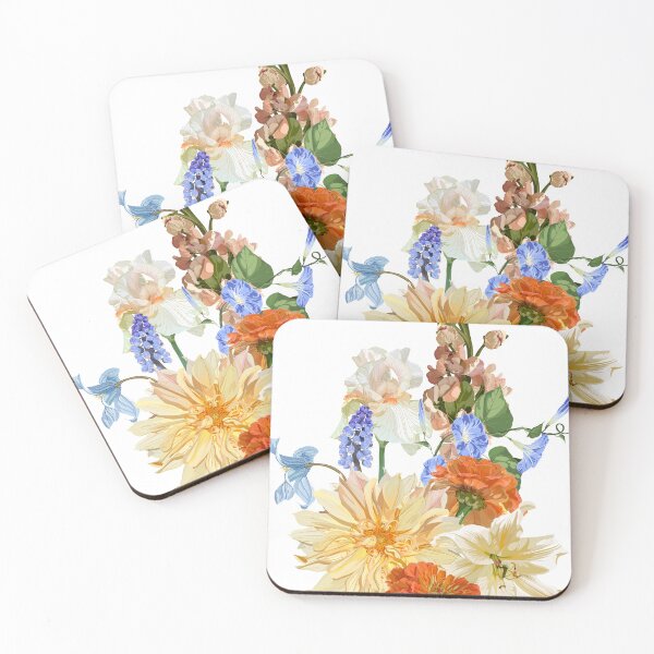 Item preview, Garden flowers bouquet vector design. Beautiful dahlia, lily, iris flowers set. designed and sold by MatyKotiv.