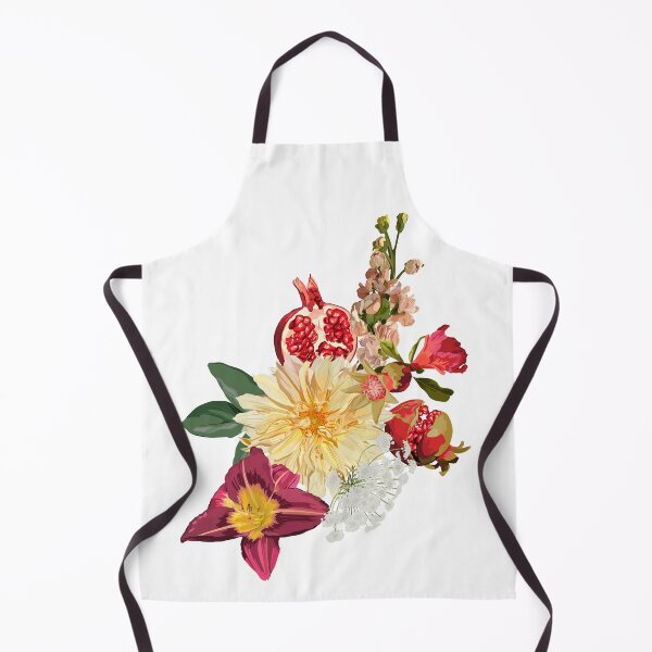 Item preview, Garden beige red flowers bouquet. Pomegranate fruit with magical lily, dahlia flowers. designed and sold by MatyKotiv.