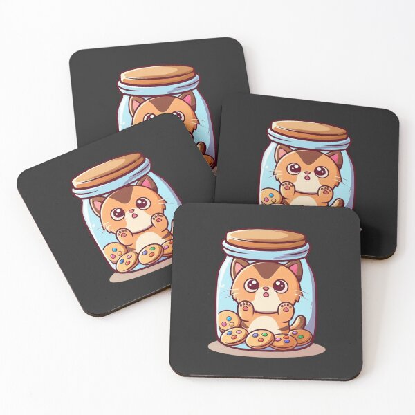 Artikelvorschau, Lustige Chibi-Katze in Keksdose gefangen – süßes Kawaii-Katzendesign entworfen und verkauft von ColorSplash123.