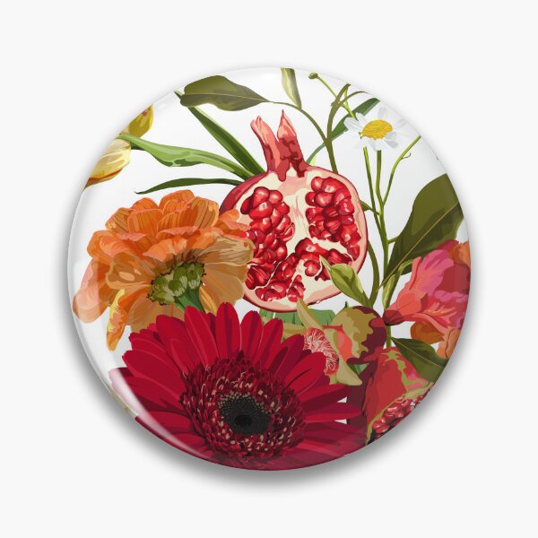 Item preview, Garden beige red flowers bouquet. Pomegranate fruit with magical lily, dahlia flowers.  designed and sold by MatyKotiv.