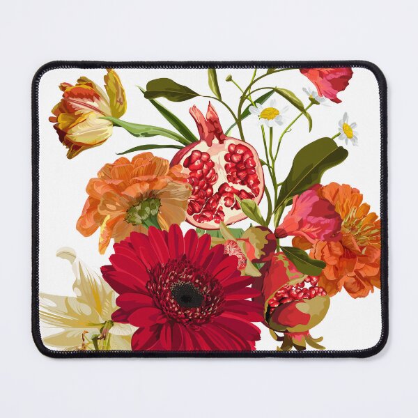 Item preview, Garden beige red flowers bouquet. Pomegranate fruit with magical lily, dahlia flowers. designed and sold by MatyKotiv.