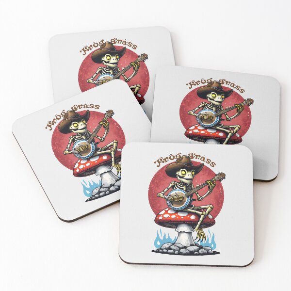 Item preview, Skeleton Frog in Cowboy Hat Playing Banjo on Mushroom designed and sold by SplashTastic.