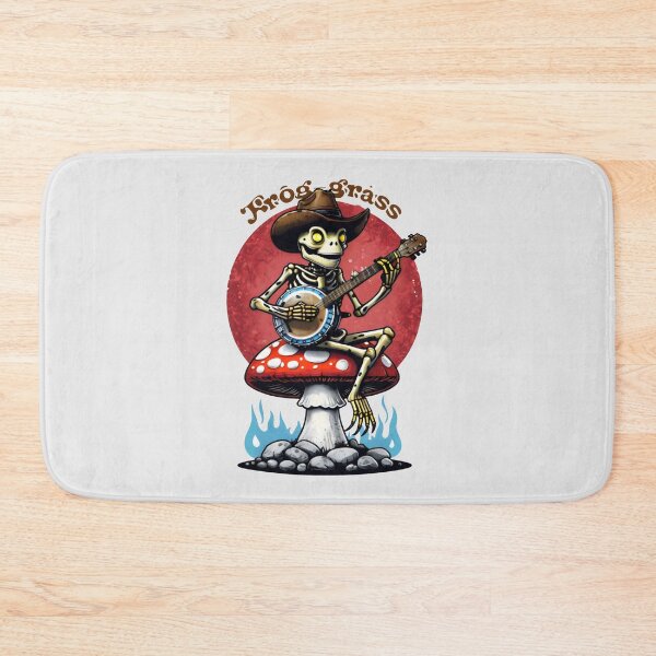 Item preview, Skeleton Frog in Cowboy Hat Playing Banjo on Mushroom designed and sold by SplashTastic.